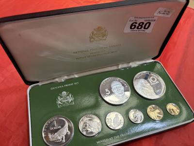 1976 COINAGE OF GUYANA COIN SET (SOME SILVER)