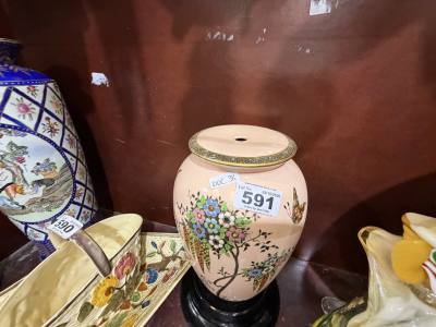 C. DEVON HAND PAINTED LAMP BASE (REWIRE)