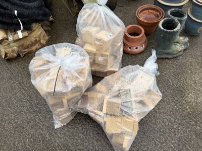 3 X BAGS WOODEN LOGS