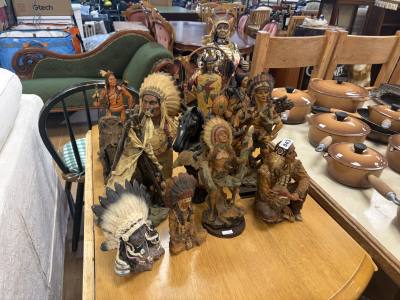 TABLE LOT OF INDIAN FIGURES