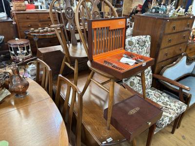 ERCOL DROP LEAF TABLE + 2 X CHAIRS