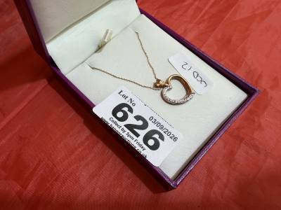 9CT CHAIN + HEART PENDANT (0.7 GRAMS)