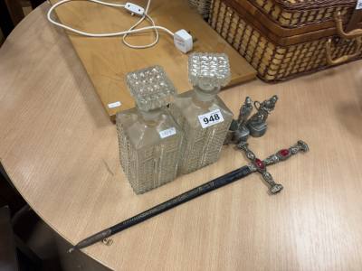 2 X DECANTERS + SWORD + ODDS