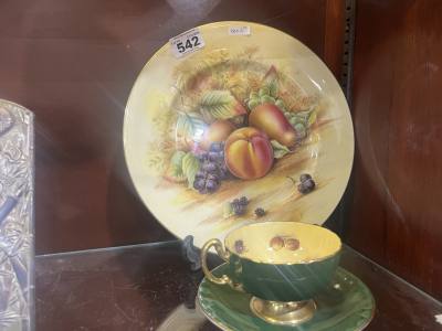 AYNSLEY ORCHARD GOLD PLATE, CUP + SAUCER