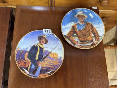 PAIR OF JOHN WAYNE PICTURE PLATES