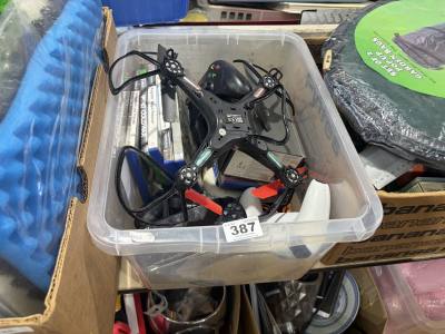 BOX OF GAMES + ACCESSORIES + DRONE ETC