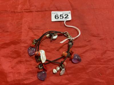SILVER CLASP PEARL + GEM BRACELET