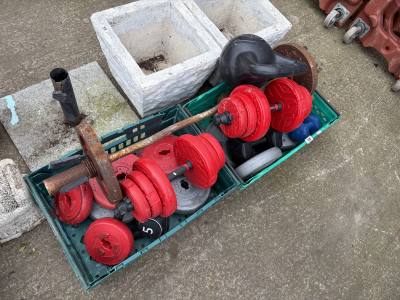 2 X BOXES OF WEIGHTS + BAR