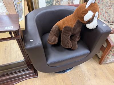 LEATHER SWIVEL TUB CHAIR