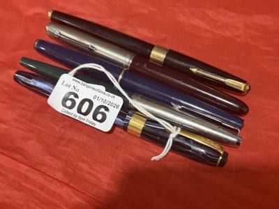 4 X PARKER PENS + EAGLE TRIDIUM PEN