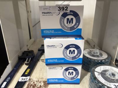 3 X BOXES OF (SIZE MEDIUM) BLUE GLOVES