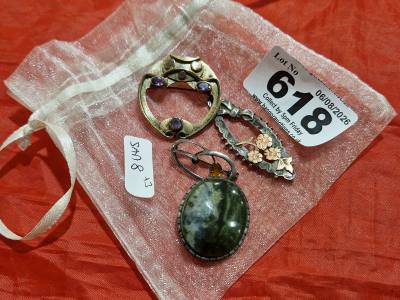 3 X SILVER BROOCHES