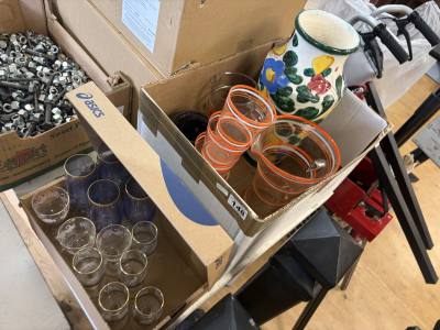 2 X BOXES OF VASES + GLASS