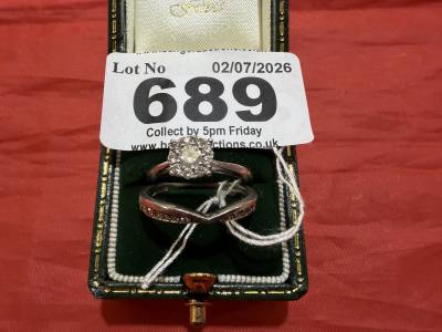950 PLATINUM + DIAMOND ENGAGEMENT + ETERNITY RING SET (SIZE K)