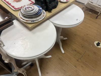 PAIR OF PAINTED PEDESTAL TABLES 