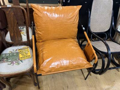 ORANGE LEATHER ARMCHAIR