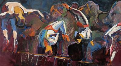 "CIRCUS CIRCUS" OIL ON BOARD "CIRCUS ACTS" (122X244) GRAHAM BROWN RCA & FOREST MCCREADIE 