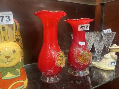 2 X MURANO GLASS VASES