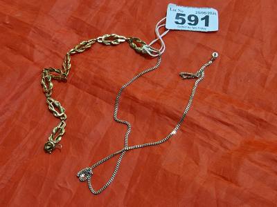 18CT GOLD PLATE BRACELET + SILVER CHAIN