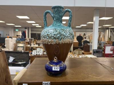LAVA GLAZED VASE + CROWN DEVON POT