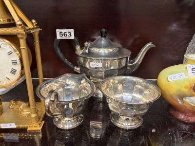 SHEFFIELD SILVER TEA SET (592 GRAMS TOTAL WEIGHT)
