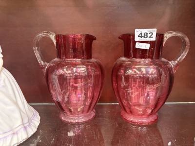 2 X RUBY VICTORIAN JUGS