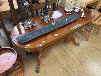 INLAID PEDESTAL HALL TABLE