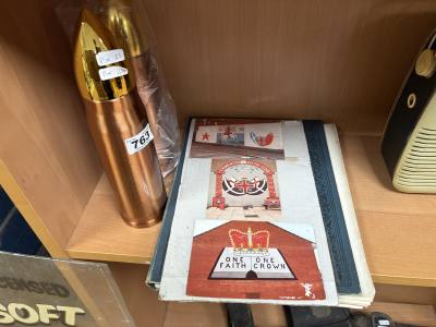 2 X NOVELTY FLASKS + POSTCARDS + ODDS
