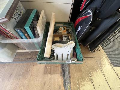 BOX OF GUITAR PARTS ETC.