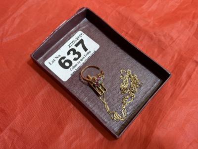 9CT CHAIN, PENDANT + RING (FOR REP)