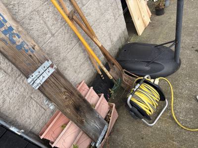HOSE + REEL + GARDEN TOOLS