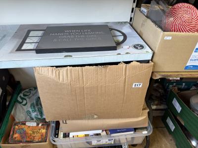 3 X BOXES OF BOOKS + MIRRORS + ORNAMENTS ETC.