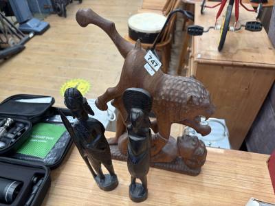 3 X CARVED AFRICAN FIGURES