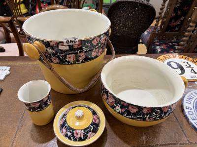 ANTIQUE BUCKET + JUG + CUPS
