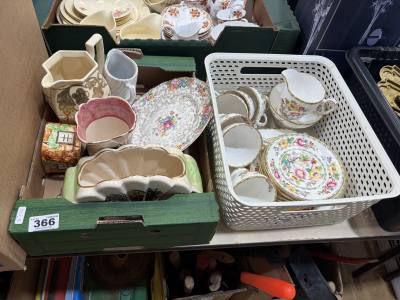 BOX OF CHINA + BOX OF ORNAMENTS
