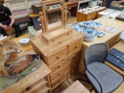 PINE DRAWER CHEST + VANITY MIRROR