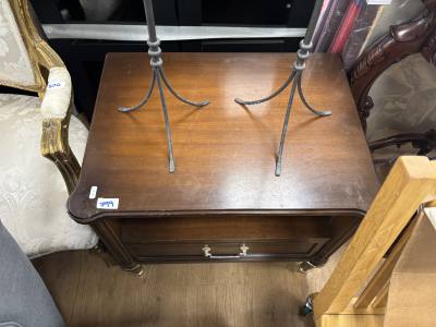 MAHOGANY BEDSIDES + CANDLESTICKS