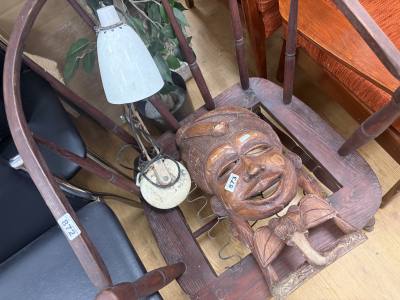 HAND CARVED FACE + ANGLE LAMP