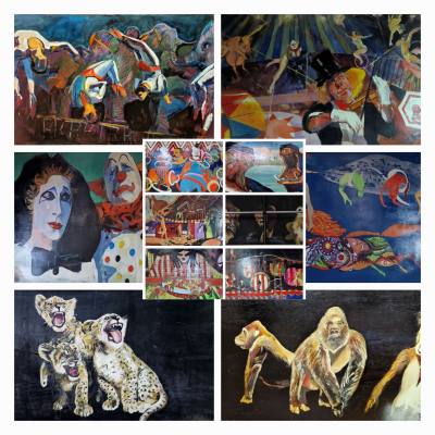 13 X CIRCUS CIRCUS COMMISSIONED PAINTINGS G. BROWN/ F. MCCREADIE