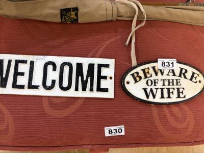 WELCOME + BEWARE SIGN