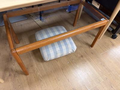MID CENTURY COFFEE TABLE + STOOL