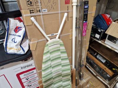 IRONING BOARD + CURTAIN POLES + 2 X FOLDING CHAIRS