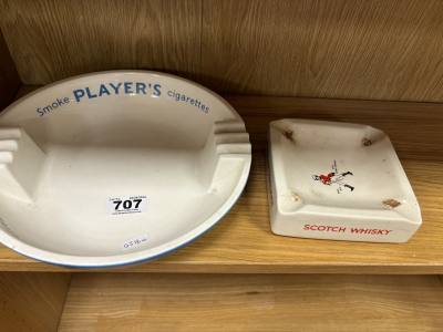 2 ADVERTISING ASHTRAYS
