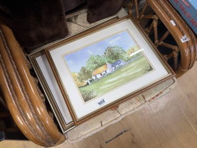 2 X SIGNED WATERCOLOURS