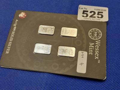 4 X 1G 999 SOLID SILVER