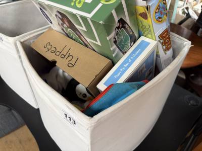 BOX OF TOYS, PUPPETS + GAMES