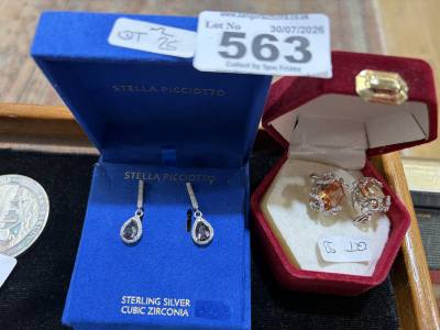 STERLING SILVER + CZ EARRINGS + SILVER CLIP EARRINGS