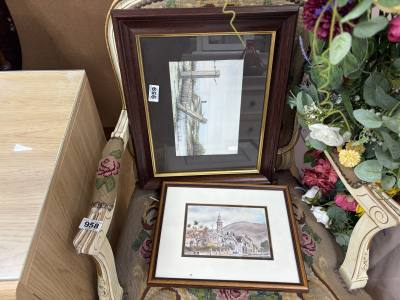 S. RODGERS "SCRABO TOWER" WATERCOLOUR + PRINT