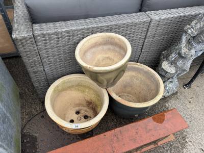 3 X GLAZED PLANTERS